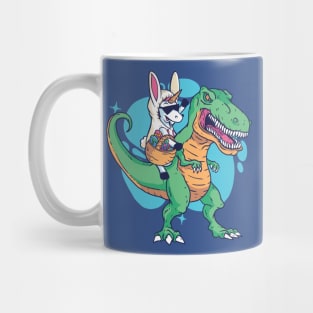 Unicorn in Bunny Suit Riding Dinosaur Mug